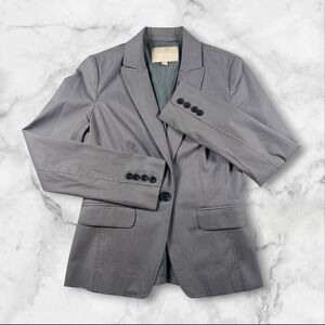 Banana Republic Pinstripe‎ Blazer Gray Women's 2 Suit Jacket Office Business